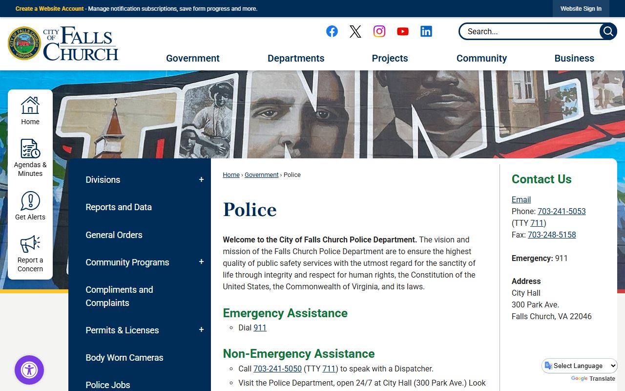 Falls Church Police Department site for Falls Church recent bookings