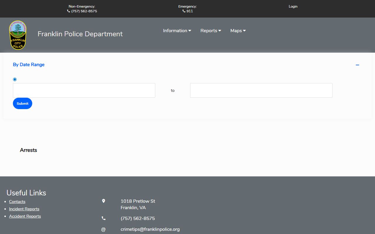 Franklin Southern Software arrest search for Franklin recent bookings