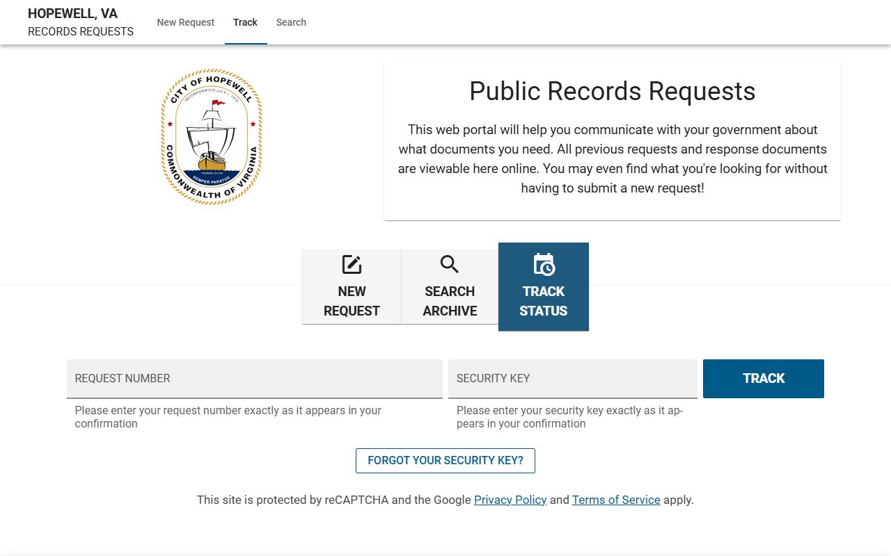 Hopewell JustFOIA public portal for Hopewell recent bookings