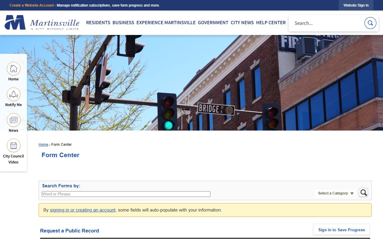 Martinsville request a public record form for Martinsville recent bookings
