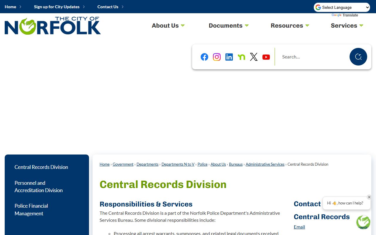 Norfolk Police Department Central Records Division for Norfolk recent bookings