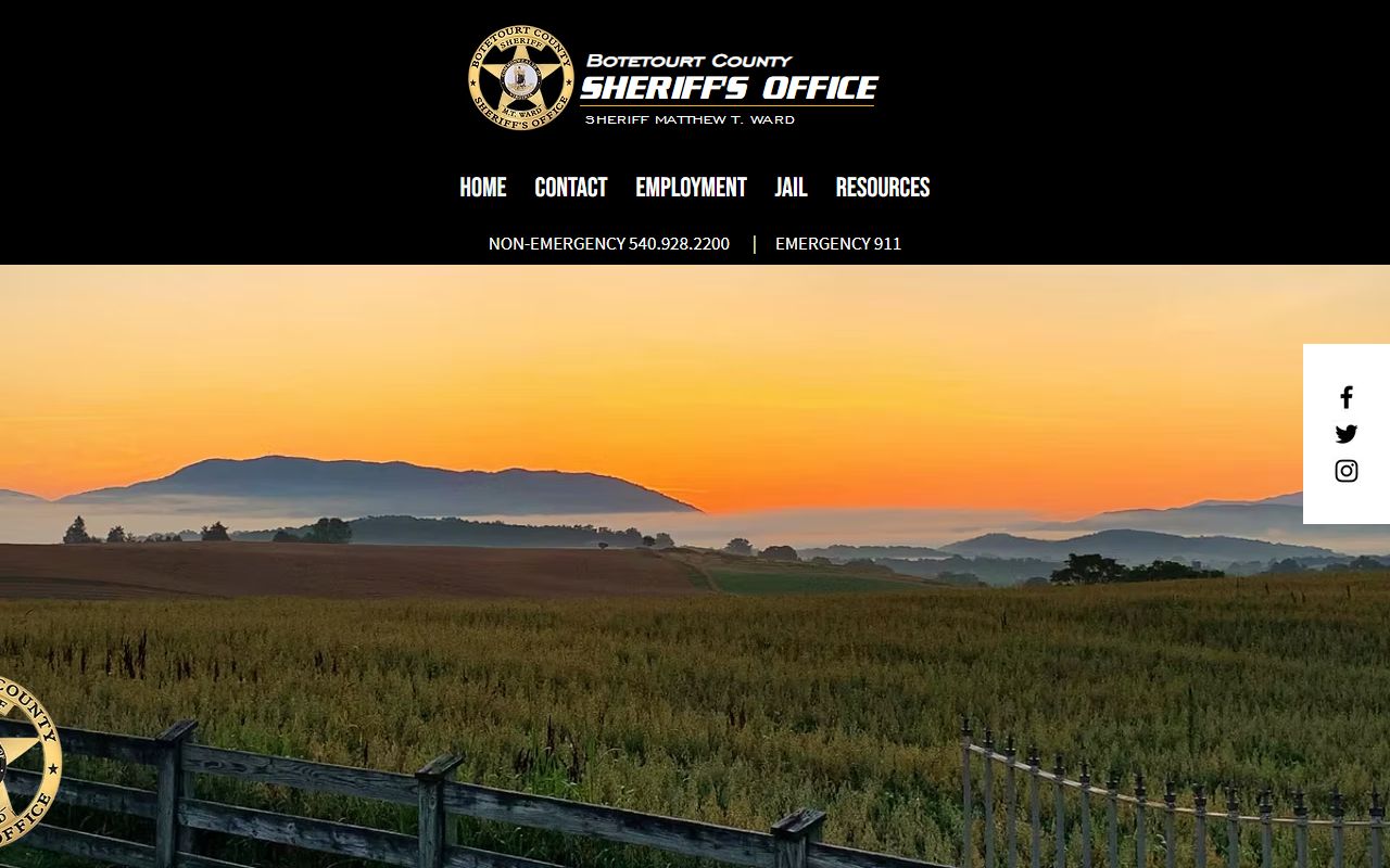 Botetourt County recent bookings page on the Botetourt County Sheriff Office site