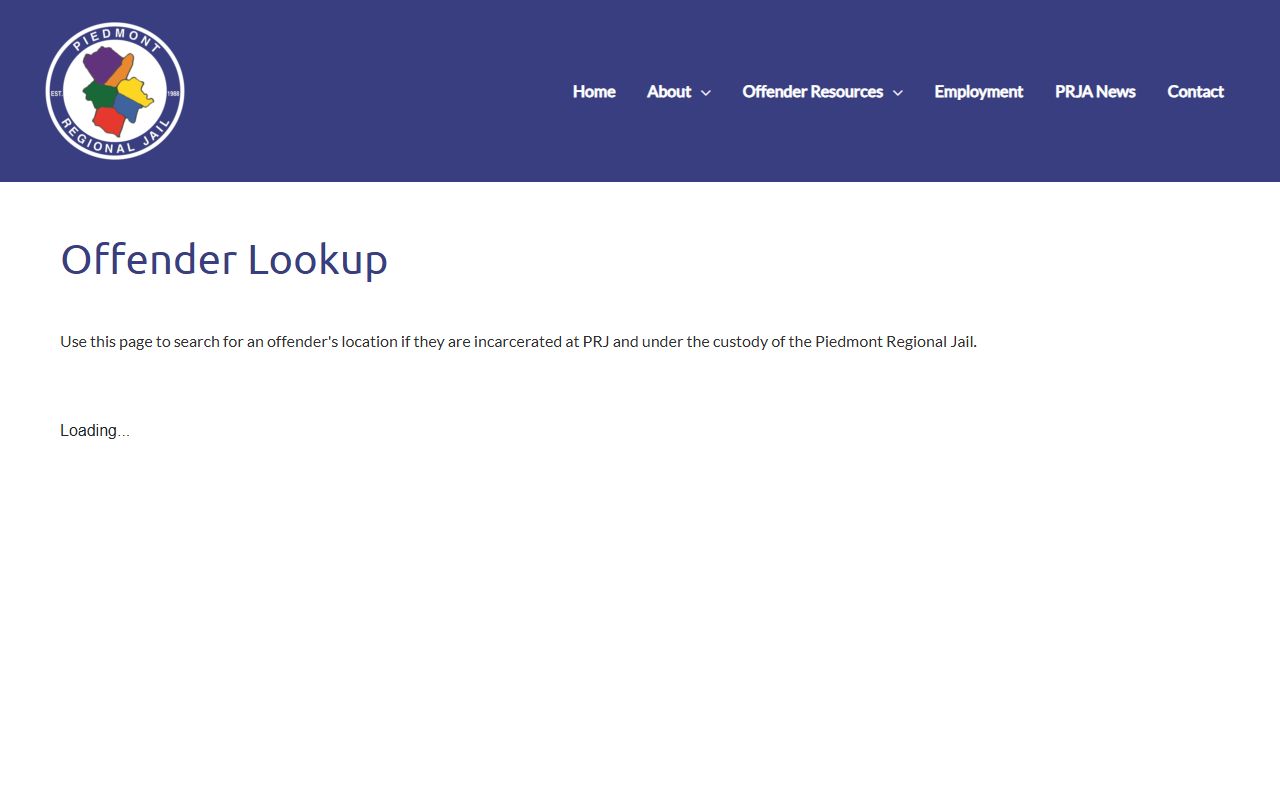 Buckingham County recent bookings on the Piedmont Regional Jail offender lookup tool