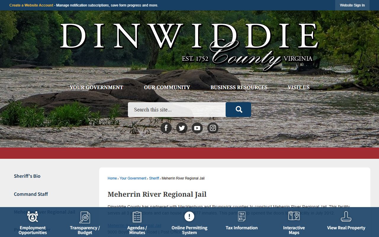 Dinwiddie County Meherrin River Regional Jail Dinwiddie County recent bookings
