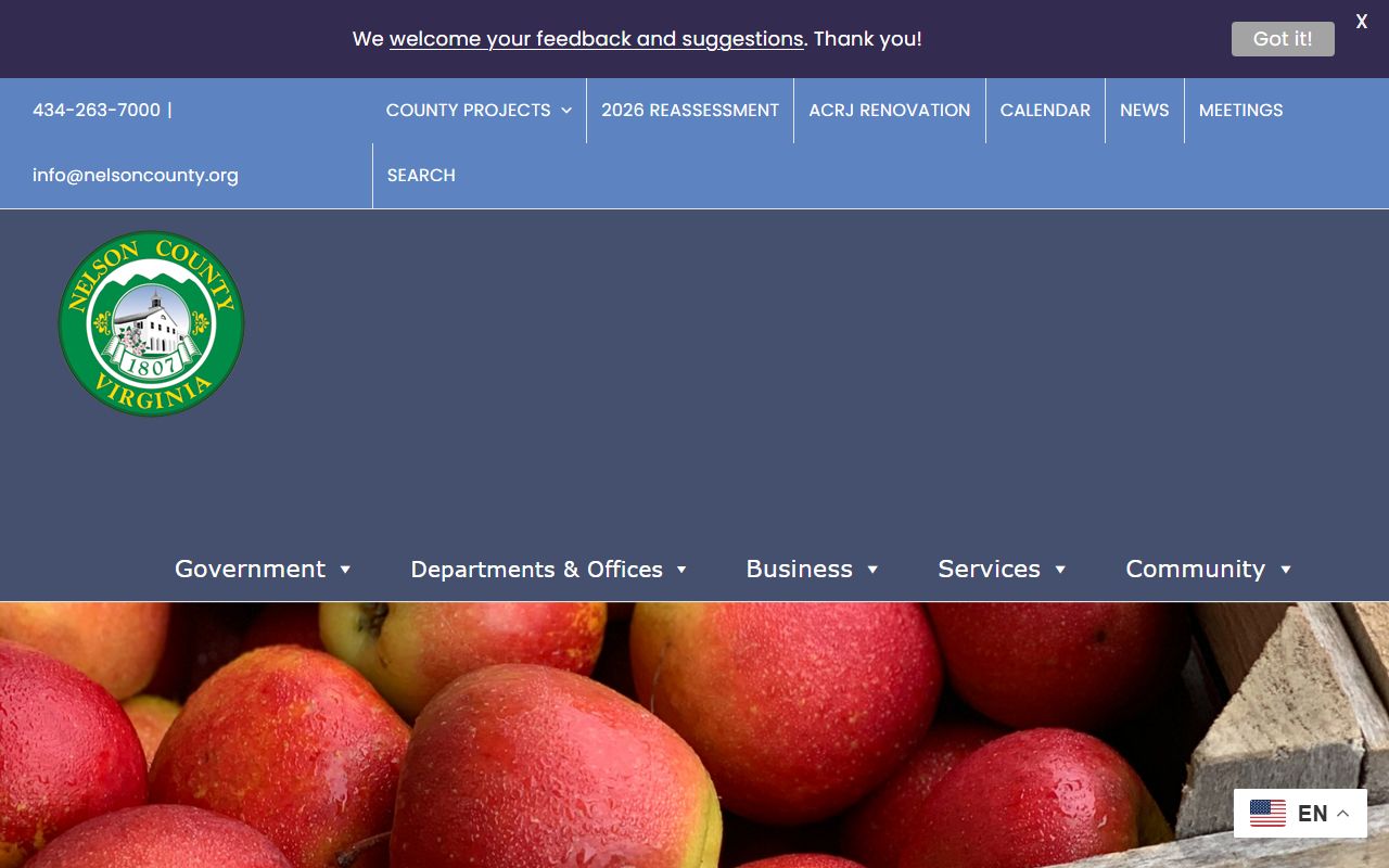 Nelson County recent bookings page on the Nelson County FOIA site