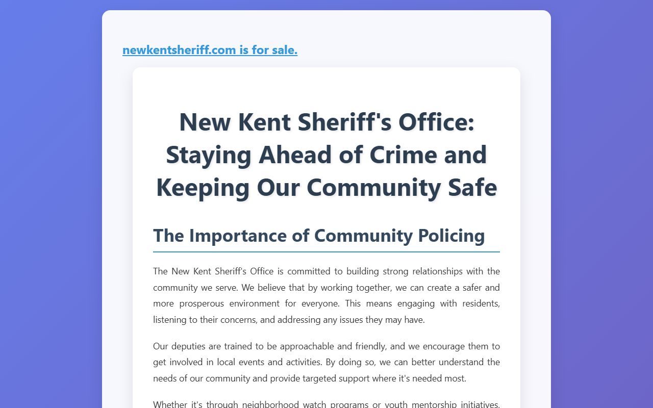 New Kent County recent bookings page on the New Kent County Sheriff Office site