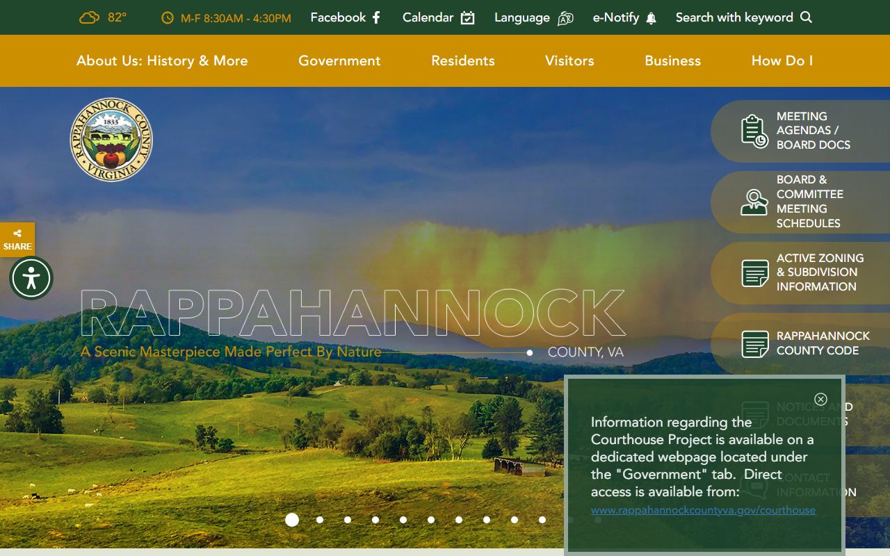 Rappahannock County recent bookings page on the Rappahannock County Government site