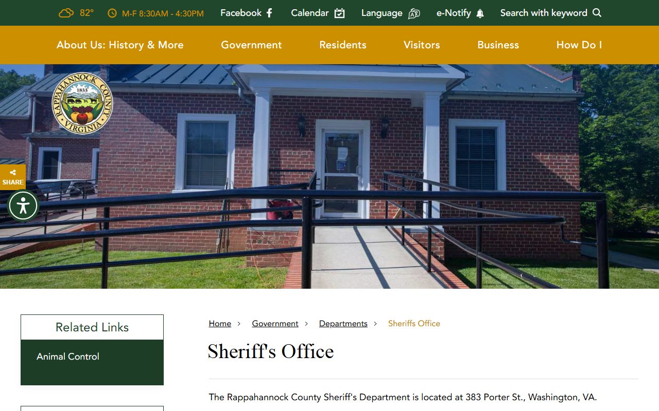 Rappahannock County recent bookings page on the Rappahannock County Sheriff Office site