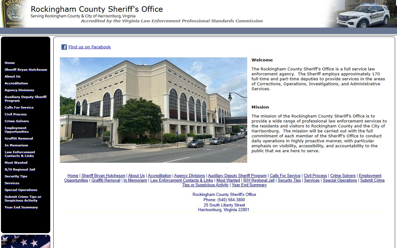 Rockingham County recent bookings page on the Rockingham County Sheriff Office site
