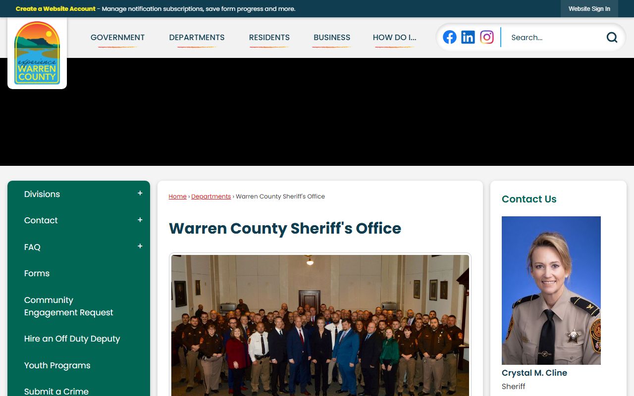 Warren County recent bookings page on the Warren County Sheriff Office site