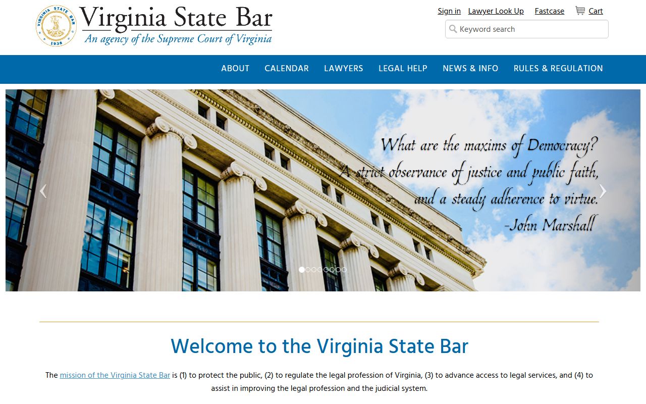 Virginia State Bar lawyer search for recent bookings cases